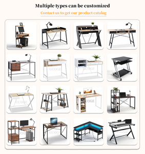 Petit bureau d'ordinateur en métal durable avec étagère et support pour ordinateur portable, design simple, idéal pour le télétravail - Product Image 6