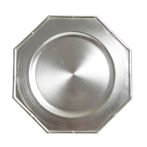 Assiette de présentation élégante en métal martelé argenté avec perles, plateau de service de luxe pour mariage, événement, fête, décoration de table, sous-assiette - Product Image 4