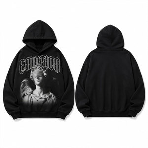 Sudadera con Capucha Estampada Emotion para Hombre, Oversize, Casual, de Algodón, Negra y Blanca, con Diseño de Logotipo Frontal, Manga Regular - Product Image 1