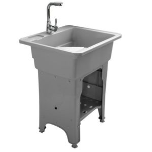 Lavatoio Grigio Autoportante per Interni ed Esterni con Rubinetto e Kit di Scarico con Tubi - Elegante Elettrodomestico da Esterno - Product Image 5