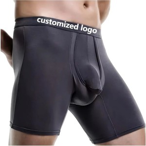 Calzoncillos bóxer de punto transpirables de spandex/nailon para hombre, los más vendidos, suaves y cómodos, de tiro medio, con logo en la cintura, ropa interior para adultos. - Product Image 1