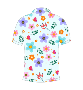 Men’s <b>Light</b> Blue Floral <b>Butterfly</b> Print Polo Shirt Casual Summer Short Sleeve Fashion Tee - Product Image 5
