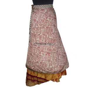 Nuevo Faldón Envolvente de Seda Rajasthani Reversible Vintage, Mágico, de 38 Pulgadas, Estilo Halter Tubo con Estampados, Vestido Envolvente - Product Image 3