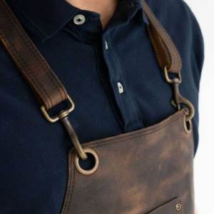 Delantal de Cuero de Grano Completo con Acabado Encerado Rústico, Correa de Hombro Ajustable, Bolsillo Grande, para Hombre Adulto, Casual, para las Cuatro Estaciones - Product Image 6
