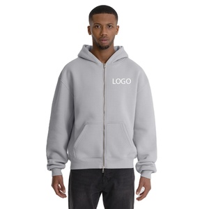 Sweats à capuche décontractés pour hommes, poids lourd, unisexe, double fermeture éclair, logo personnalisé, vêtements de sport épais, sweat à capuche 100% coton pour hommes - Product Image 1