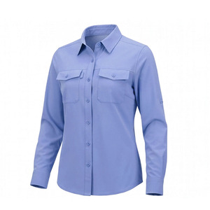 Protection solaire pour chemise de pêche pour femmes, logo personnalisé, 100% polyester, protection UV, manches longues, design de randonnée - Product Image 3