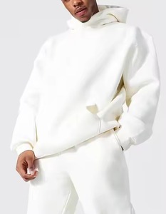 Survêtements de sport en coton personnalisables 2 pièces pour hommes et femmes, sweat-shirt et pantalon de survêtement d'hiver en noir - Product Image 3