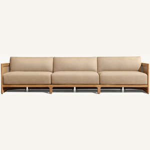 Hot sale Trieste Teak <b>Sofa</b> with <b>rattan</b> accents and three seats, modern design, suitable for <b>outdoor</b> use - Product Image 1