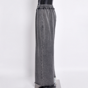 Pantalones de chándal para hombre con lavado ácido, pedrería y borde deshilachado, estilo streetwear holgado y acampanado, última moda 2026 - Product Image 2