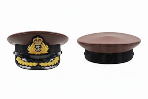 Customized Color Wool Blend Visor Cap Classic Uniform Style Embroidered Badge Design Adjustable Flat Top Headwear for <b>Men</b> - Product Image 5