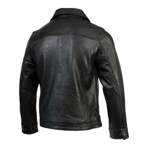 OEM Custom <b>Men's</b> Fashion Reversible Sheep Skin Leather Biker <b>Jacket</b> Stand Winter Breathable Fleece <b>Letter</b> Pattern Motorcycle - Product Image 2