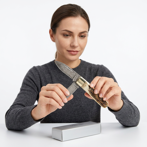 Cuchillo de acero de Damasco con hoja de punta caída y mango de asta de ciervo, cuchillo de caza fabricado en fábrica, cuchillos en venta a bajo precio. - Product Image 5