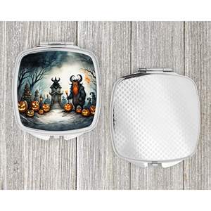 Krampus Christmas Demon Spooky Halloween compacto viaje maquillaje espejo plegable diseño de mano regalo para mujeres y niñas - Product Image 4