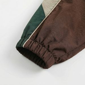 Brown, Forest Green & Khaki Panelled <b>Zip</b> Front Track Jacket Retro Unisex Windbreaker | OEM/ODM Private Label - Product Image 5