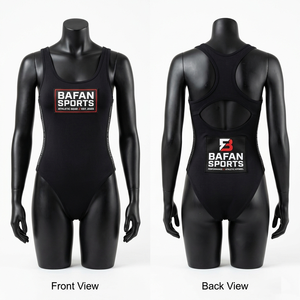 Traje de Baño de Una Pieza de Poliéster y Spandex de 220 GSM de Calidad Premium con Espalda Cruzada y Logotipo Personalizado Impreso por Transferencia Térmica para Mujer - Product Image 2