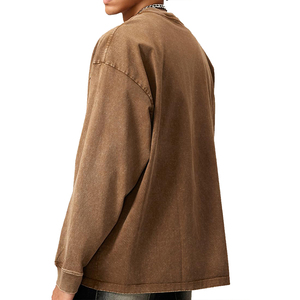 Sweat-shirt personnalisé brodé délavé à l'acide, col rond, teint en pièce, 100% coton, écologique, style vintage, OEM ODM, vêtements d'hiver en gros - Product Image 5