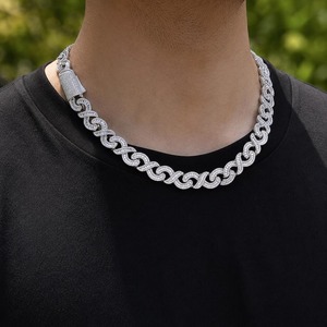 Collar Geométrico Infinito de Plata 925 con Moissanita de 15mm de Calidad Premium, Cadena Cubana, Estilo Hip Hop, para Hombre y Mujer, en Oro y Plata - Product Image 6