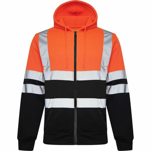 Sweat-shirt à haute visibilité, veste de sécurité réfléchissante, classe 3 ANSI, fermeture éclair, vêtements de travail, couleurs jaune, orange, noir - Product Image 2
