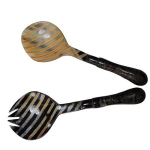 Accessoires de cuisine et de restaurant écologiques faits à la main, serveur à salade en corne de buffle, logo personnalisé, gadgets de cuisine uniques pour les hôtels - Product Image 1