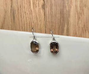 Handmade 925 Solid Sterling Silver Smoky <b>Quartz</b> Drop <b>Earrings</b> Trendy Smoky Cushion Gemstone Dangle <b>Earrings</b> for Parties Gifts - Product Image 5
