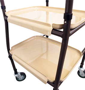 Chariot robuste réglable en hauteur avec plateaux amovibles pour le transfert de repas et de dîners - Product Image 5