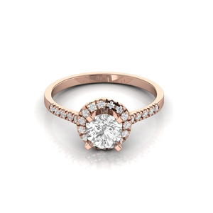 Star Dust Gorgeous 1.25CT Lab Diamond Solitaire Halo Bague de mariage 14kt Rose Gold Trendy Cadeau de fiançailles pour les femmes Anniversaire - Product Image 2