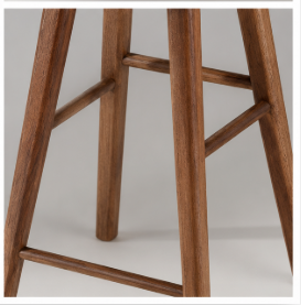 Modern Solid Wood Bar <b>Stool</b> with Curved <b>Seat</b> Tapered Legs and Footrest for Kitchen Island Cafe Restaurant Home Seating - Product Image 4
