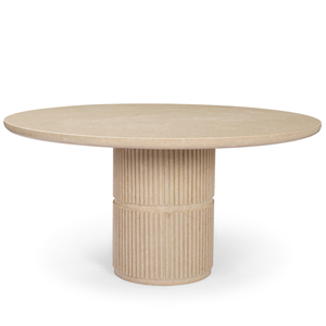 โต๊ะรับประทานอาหารทรงกลมดีไซน์หรูหราทันสมัย ท็อปหินอ่อนโบติซิโน พร้อมฐานลายร่อง สีธรรมชาติ สำหรับห้องครัวและห้องรับประทานอาหาร - Product Image 1