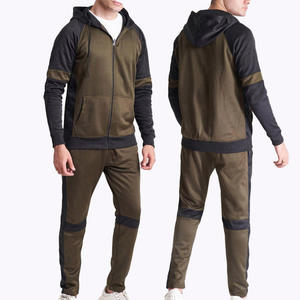 Ensemble de survêtement décontracté pour homme, vert olive, à capuche, 2 en 1, séchage rapide, léger, manches longues, sweat-shirt à cordon de serrage, pantalon de jogging - Product Image 2