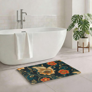 Juego de Alfombras de Baño de 3 Piezas en Negro y Dorado, Alfombrillas de Baño Antideslizantes de Lujo con Alfombra Contorno para Inodoro y Alfombra para la Tapa del Inodoro - Product Image 1