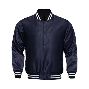 Nouvelle veste bomber universitaire en laine bleu roi et cuir noir, col montant, style universitaire, design streetwear, logo frontal - pour l'hiver - Product Image 4