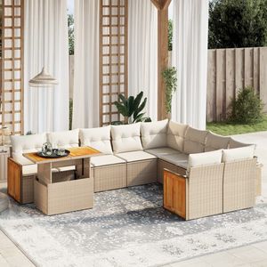 Juego de Sofás de Patio de 10 Piezas en Poliratán Beige con Cojines, Colección de Muebles Elegantes para Exteriores - Product Image 1