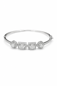 Brazalete de Plata de Ley 925 con Moissanita para Mujer | Montura de engaste de puntas | Gema octogonal cuadrada redonda | Joyería Fina al por Mayor - Product Image 4