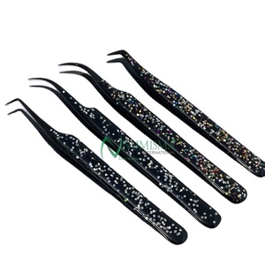 Pince à épiler professionnelle de luxe en acier inoxydable pour extensions de cils, à pointe en fibre, en forme de L à 45 et 90 degrés, pour volume de cils, marque privée - Product Image 6