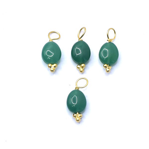 Green Onyx Tumble Pendant Smooth 8 to 10mm Gemstone <b>Charm</b> Dainty Necklace Earring Jewelry Supply - Product Image 3