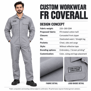 Combinaison ignifuge 100% coton FR, haute visibilité, orange, uniformes de travail pour adultes, service OEM disponible - Product Image 6