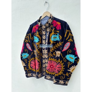 Wholesale <b>Velvet</b> Embroidered Jacket <b>Women's</b> Mandarin Collar Full Sleeve Floral Design Handmade Autumn <b>Coat</b> - Product Image 4