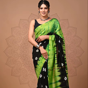 Chanderi Silk Saree with Floral Design and Rich Pallu - Product Image 1