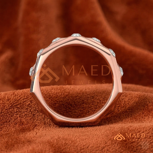 Modern 14K Rose Gold Set Hexagonal Diamond <b>Statement</b> <b>Ring</b> |Lab Grown Diamond Cluster <b>Ring</b> |Moissanite <b>Statement</b> Jewellery women - Product Image 3