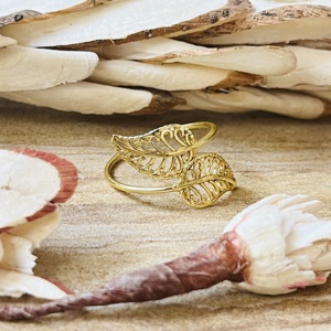 Hot Selling Leaf <b>Ring</b> Boho Brass <b>Rings</b> For Women 18k Gold Plated Filigree Nature <b>Statement</b> Dainty Jewelry Wholesale/OEM/ODM - Product Image 3