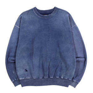 เสื้อสเวตเชิ้ตคอกลมทรงโอเวอร์ไซส์สไตล์วินเทจสำหรับผู้ชาย แขนยาว สีพื้น - Product Image 1