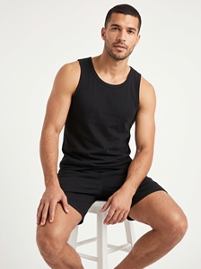 Dumela Men's <b>Black</b> Sleeveless <b>Knitted</b> <b>Tank</b> <b>Top</b> O-Neck Solid Casual Style - Product Image 6