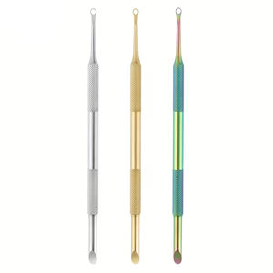 Empujador de cutículas de doble punta de acero inoxidable y removedor de piel muerta diseñado para manicuras y para decoración de uñas - Product Image 1