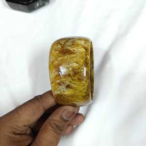 Vintage Agate Cuff Bracelet Natural Stone Jewelry Unisex Fashion <b>Bangle</b> Brown Yellow Patterned Design - Product Image 4