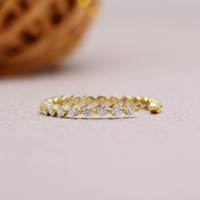 Anillos de Moissanita Clásicos Minimalistas Vana Jewels de Oro Amarillo Sólido de 14K para Mujer, con Engaste de Burbuja Abierto y Mejorador de Anillo de Boda