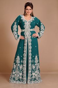 Awais House Women's Maroon Embroidered Polyester Organza Modest Floor-Length Abaya Beading Sheer Layer Full Sleeve Sweetheart - Product Image 4