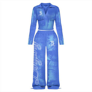Traje de Pantalón Bordado para Mujer - Cuello Redondo Informal, Color Sólido, Colección Primavera-Otoño, Rayón Cómodo y Elegante, Pantalones para Dama - Product Image 3