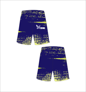 Short de bain décontracté pour homme Ferocious Clothing, imprimé bleu et jaune, taille mi-haute élastique, séchage rapide - Product Image 1