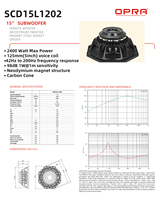 Haut-parleur de subwoofer PA OPRA 15 pouces 1200W 2400W de puissance maximale, bobine vocale de 8 ohms 5 pouces, cône en ferrite carbone, audio haute résolution