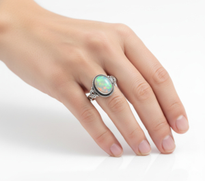 Bague de mariage classique pour femme Tanya Gems and Jewellery TG1044R en argent sterling 925 avec pierre ovale naturelle et sertissage clos - Product Image 4